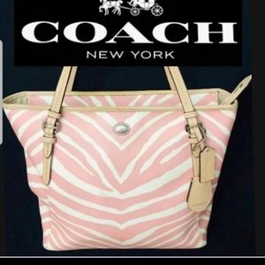 Authentic COACH Peyton Zebra Print Pink & White Tote